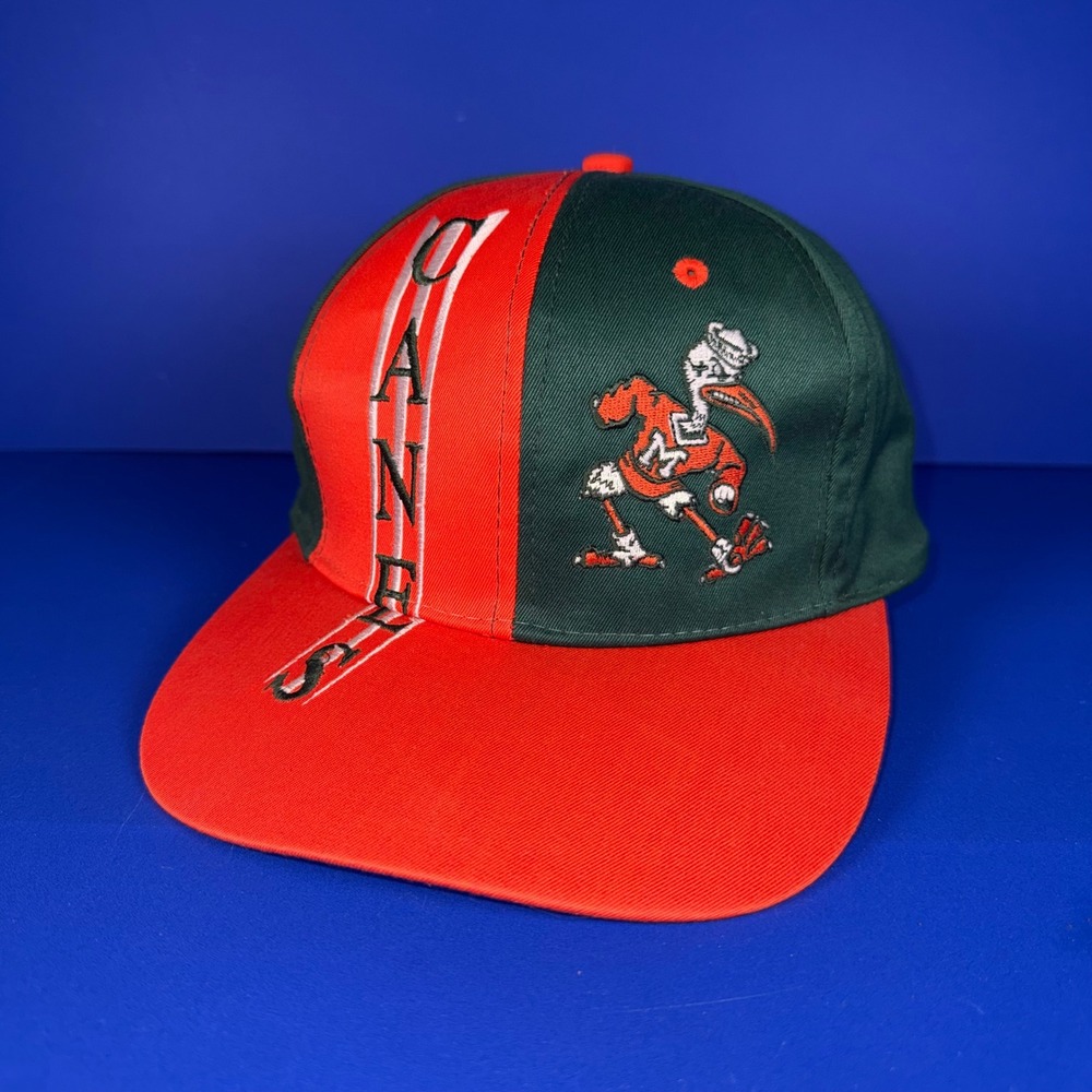 Vintage Miami Hurricanes Drew Pearson Snapback Hat Green Orange Sebastian Ibis